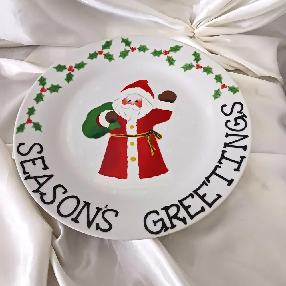 VINTAGE SEASON'S GREETINGS SANTA 9'' PLATE LTD COMMODITIES 1998